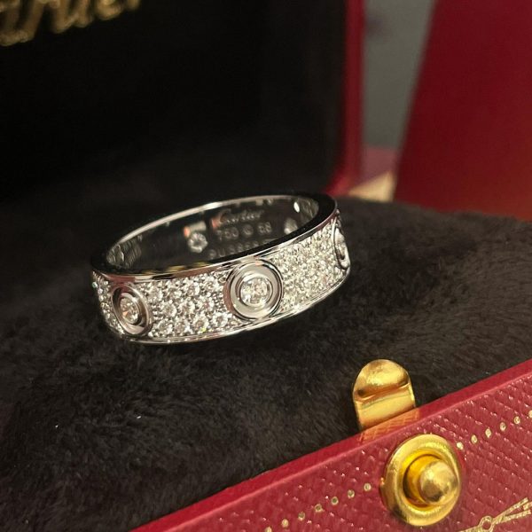 18K Gold Cartier Love Ring, Paved, 6 Diamonds copy