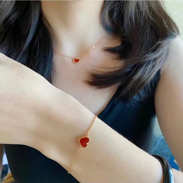 18K Gold Sweet Hearts Carnelian Bracelet Dupe