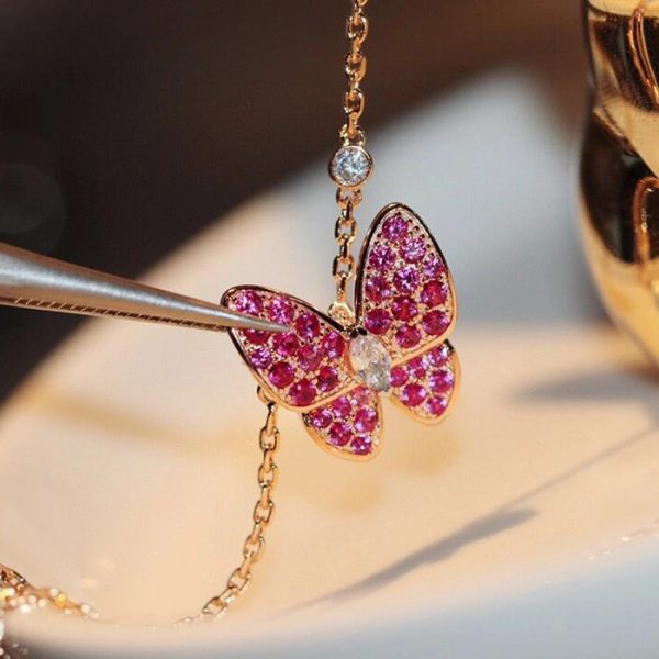 fake van cleef two butterfly pendant