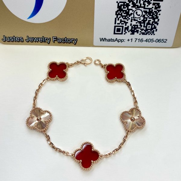 Replica Van Cleef 5 Motif Carnelian Bracelet