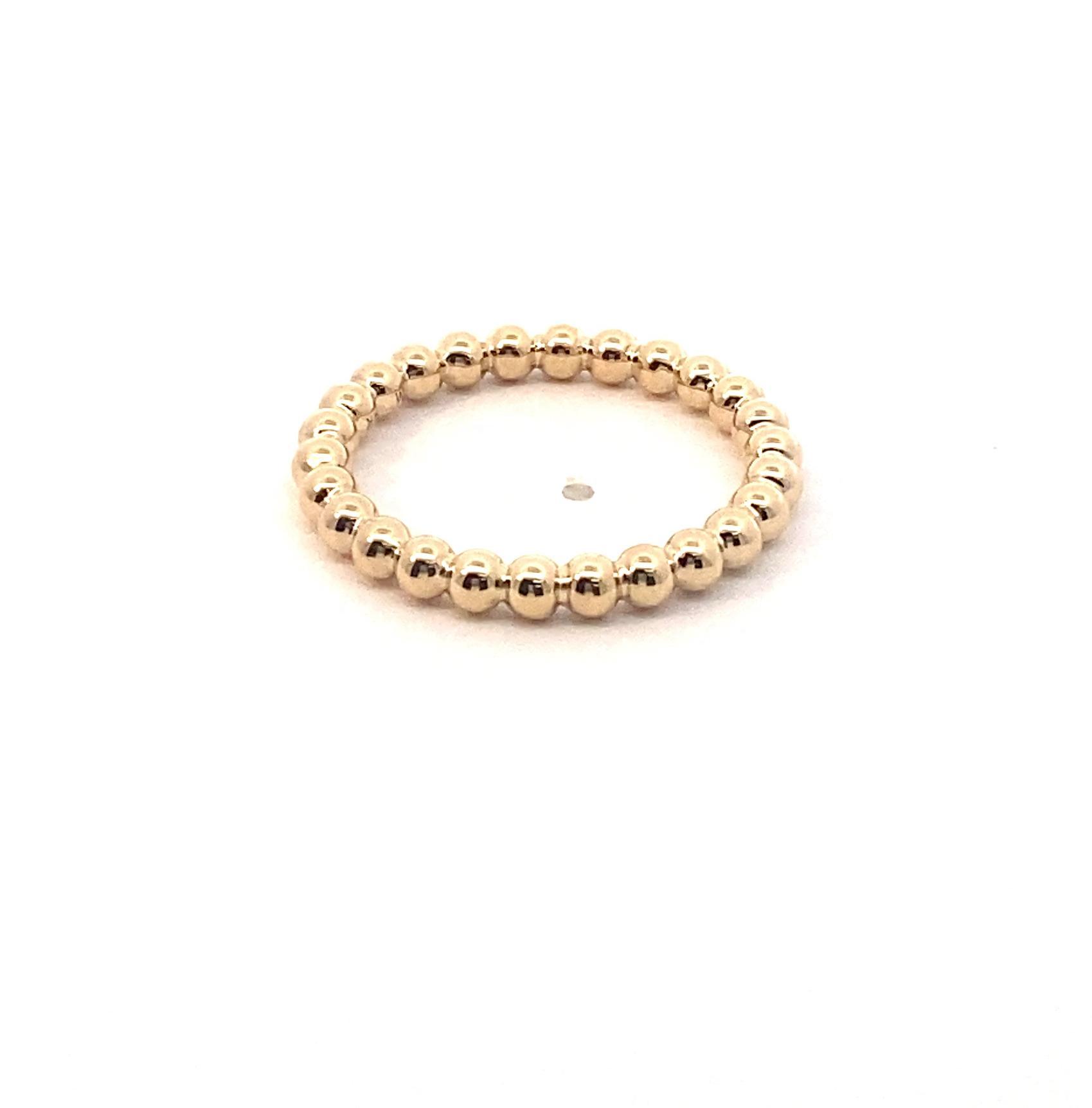 14k Yellow Gold Round Bead Ring