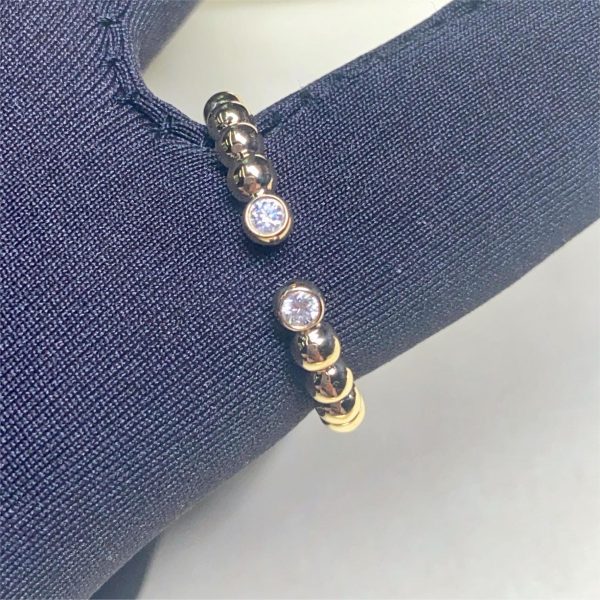 14K Gold Open Beaded Diamond Bezel Ring