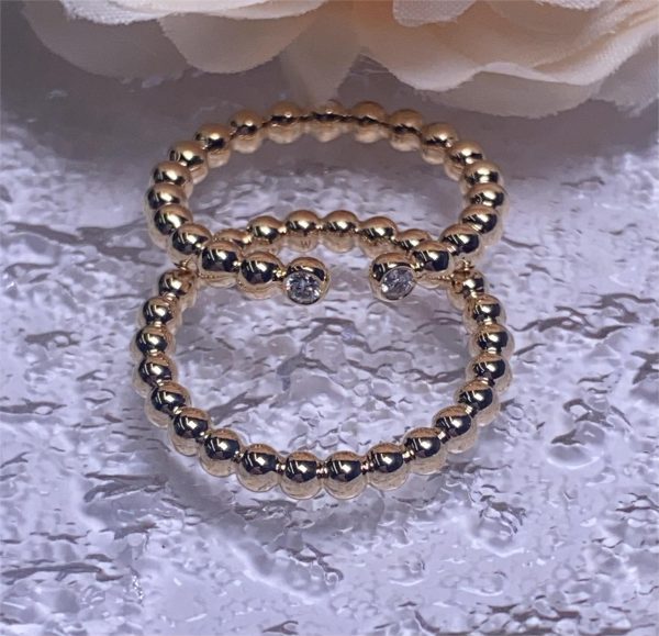 14K Gold Open Beaded Diamond Bezel Ring