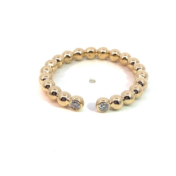 14K Gold Open Beaded Diamond Bezel Ring