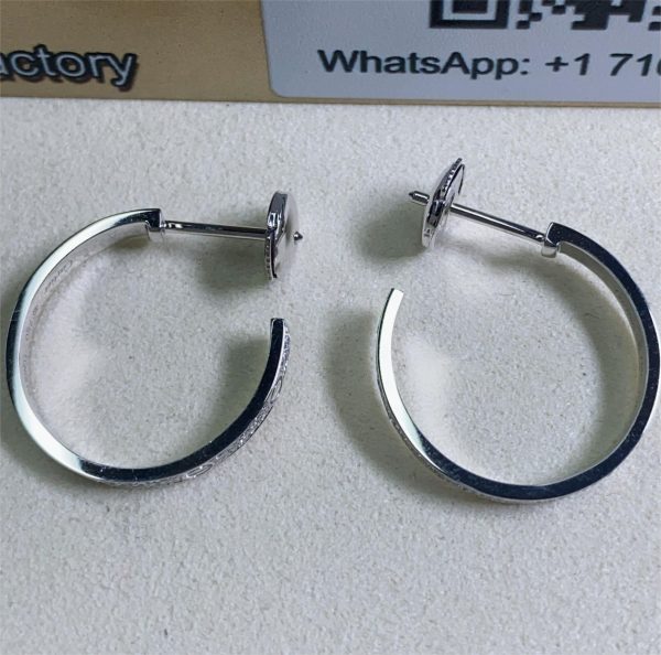 18K White Gold Diamond Love Hoop Earrings