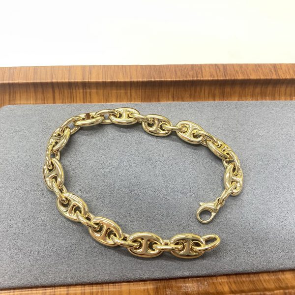 18K Real Gold Pig Nose Chain Bracelet