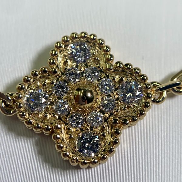  18K Yellow Gold Alhambra Bracelet 5 Motifs With Diamond